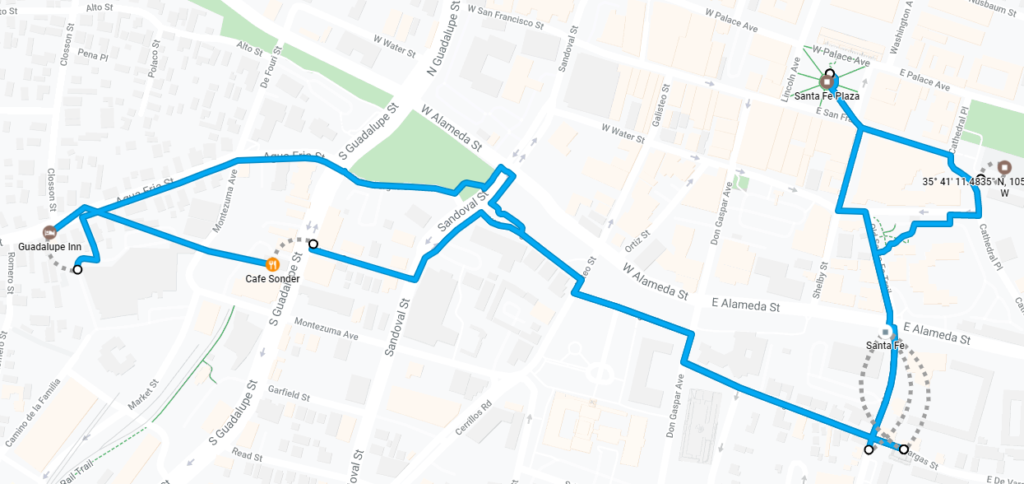 Map of our route through Santa Fe